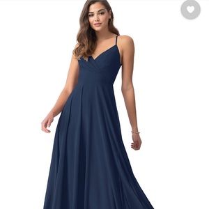 Azazie Avelina Navy bridesmaid dress size 6 with custom busy measurement